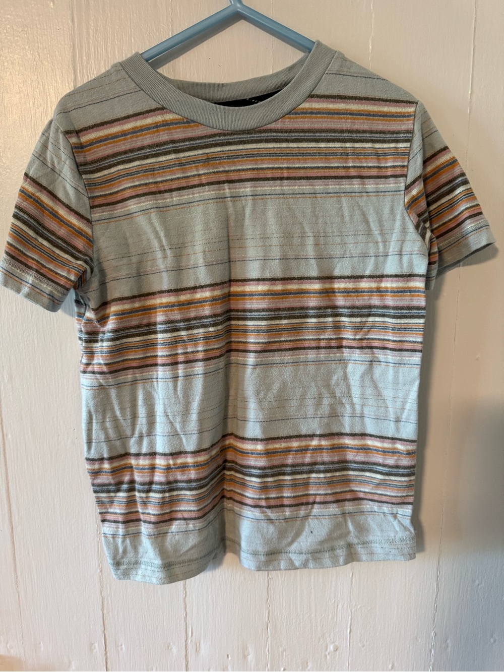 art class Light Blue Striped Short Sleeve Tee with Multi-Color Bands